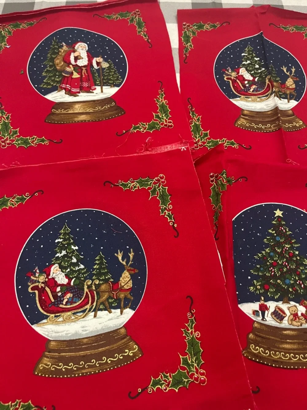 Holiday red Christmas print cotton quilt fabric squares